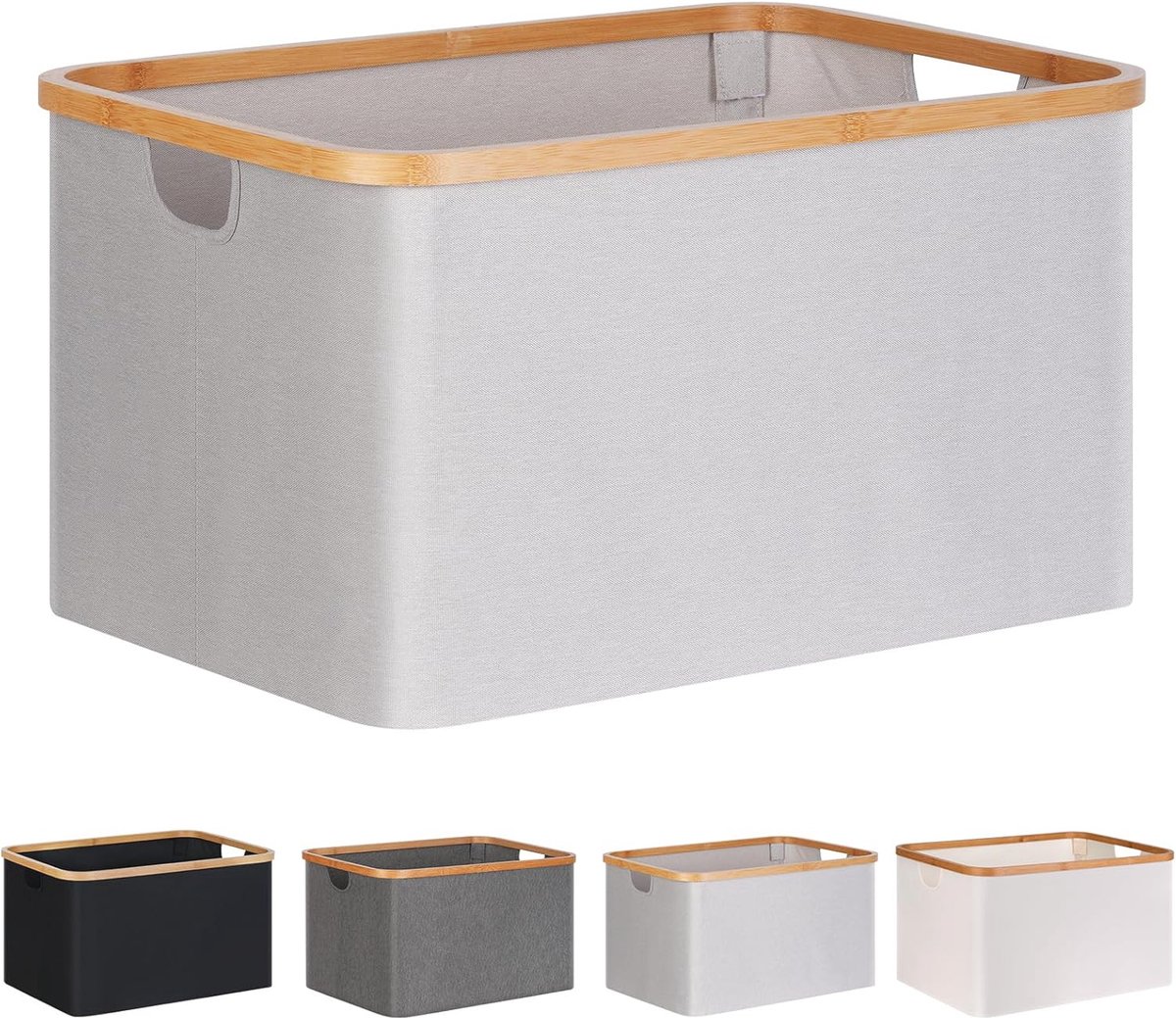 Goedkoopste Opvouwbare Wasmand 60 Liter - Bamboe Opbergmand voor Slaapkamer en Badkamer - Lichtgrijs