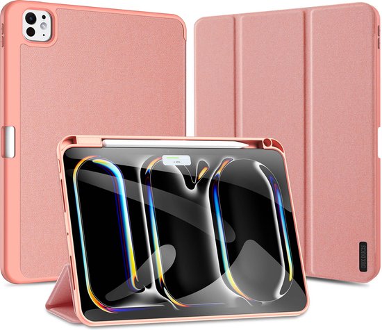 Dux Ducis - Housse de tablette adaptée à iPad Pro (2024) - 11 pouces - Domo Book Case - Fonction veille/ Sleep automatique - Rose