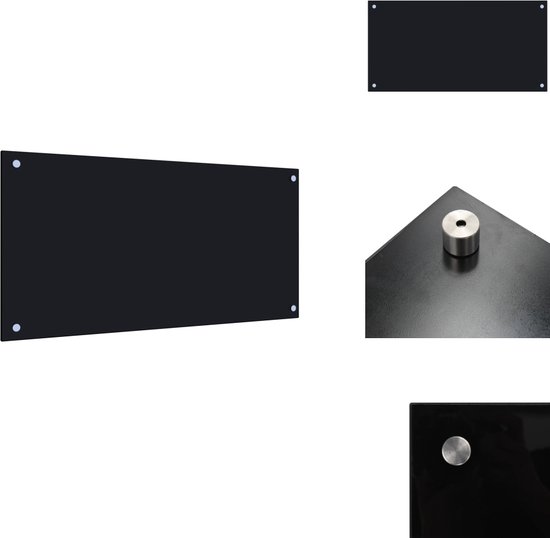 vidaXL Pare-éclaboussures de Cuisine - Pare-éclaboussures de Cuisine - Paroi arrière de cuisine - Murs arrière de Cuisine - Pare-éclaboussures de cuisine 80x40 cm Verre trempé Noir