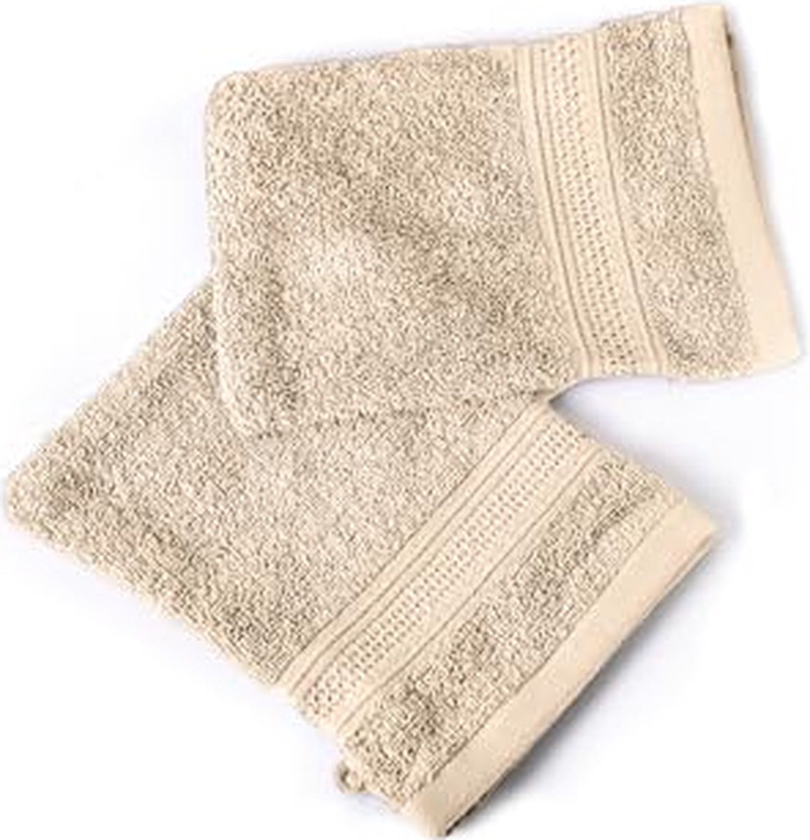 Komfortec Set van 2 Washandjes - 16x21 cm - 100% Zachte Katoen - Badstof - Sneldrogend - Beige