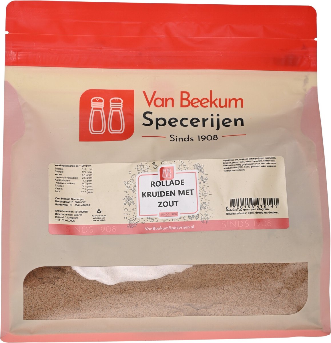 Goedkoopste Van Beekum Specerijen - Rollade Kruiden Met Zout - 2 kilo (hersluitbare stazak