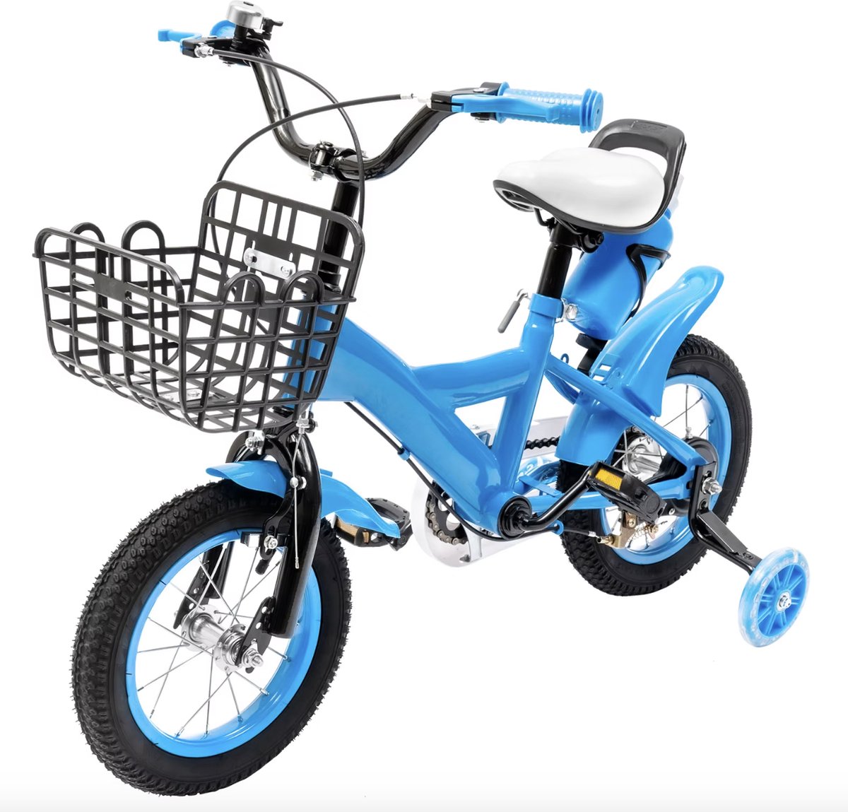 J&R Kinderfiets 12 inch - Jongensfiets 12 inch- Fiets 12 inch - Unisex - Met zijwieltjes - Mandje - Blauw