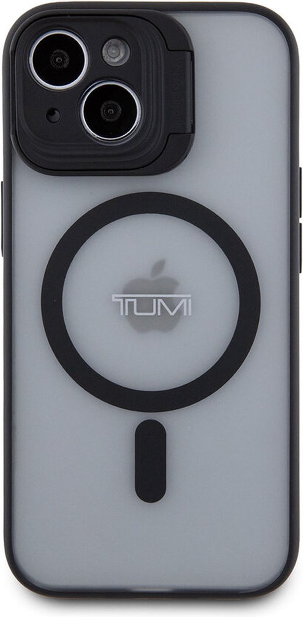 Tumi Backcover Hoesje Frosted Magsafe Geschikt voor iPhone 15 Transparant - Zwart