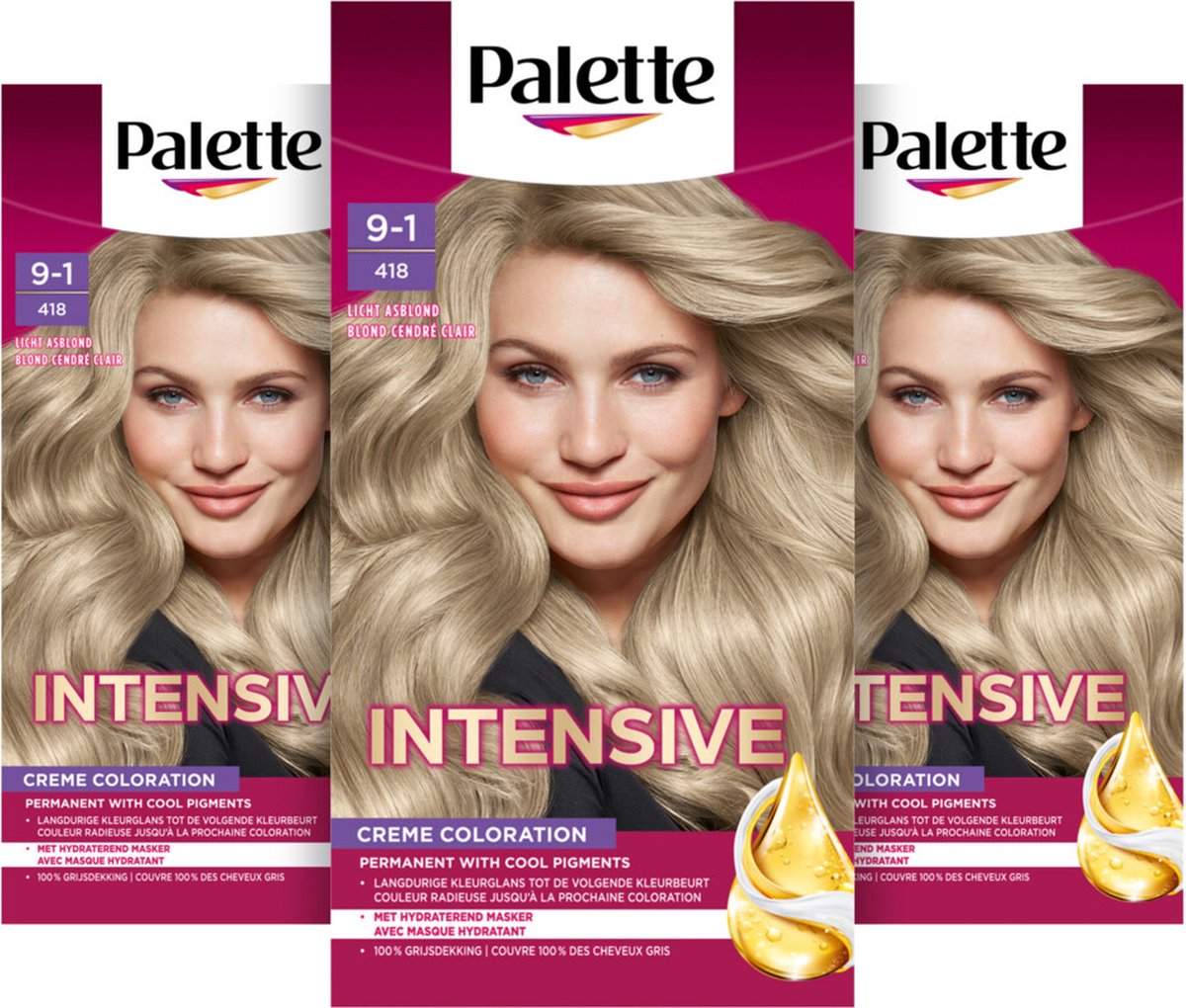 Schwarzkopf Poly Palette - Haarverf - 418 - Licht Asblond - 115ml x 3