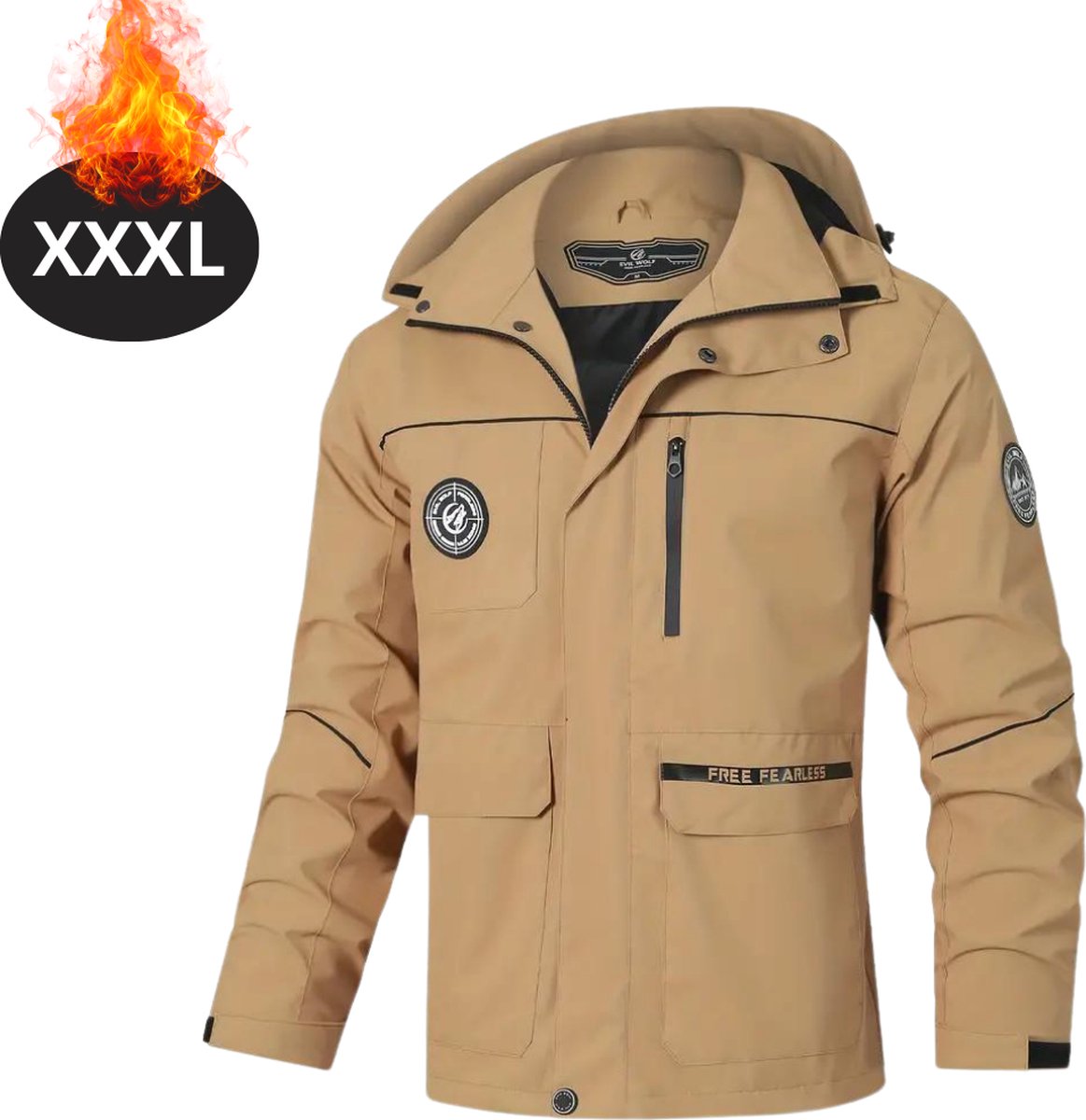 Nivard Windjas Voor Heren Parka Lente & Herfst Jas Volwassen Windjack Windbreaker Outdoor Buiten Beige