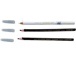 3 Stuks 2X Zwart & 1X Wit - Voortekenpotlood – PMU – Watervast Wenkbrauw potlood – Permanente make-up – PMU potlood  – Stripbaar 2X Zwart & 1X Wit voortekenpotlood