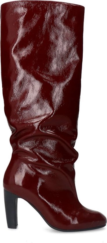 Sacha - Femme - Bottines hautes à talon en cuir bordeaux - Taille 36