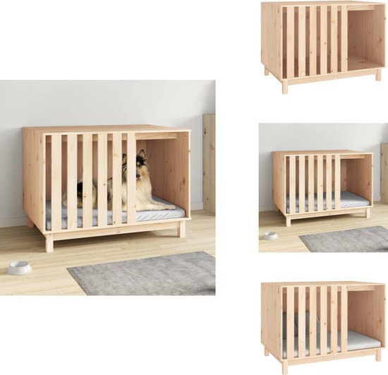 vidaXL Hondenhok - Hondenhokken - Hondenkooi - Houten Hondenhok - Hondenhok 100x70x72 cm massief grenenhout