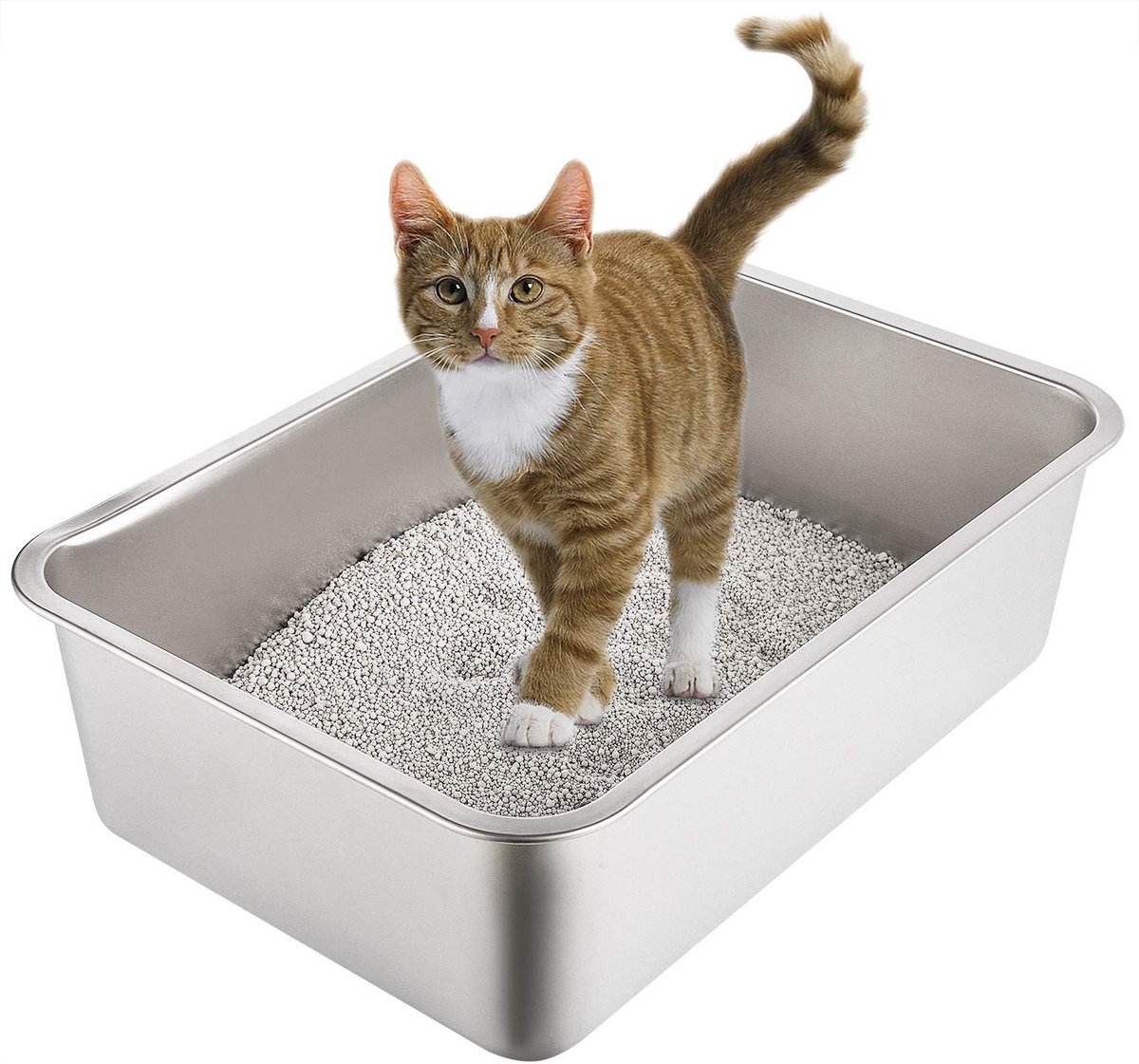 Bol.com Kattenbak en Konijnenbak van Roestvrij Staal - Groot Formaat - Geurloos - Anti-Aanbak - Ergonomisch Ontwerp - Geen Buige... aanbieding