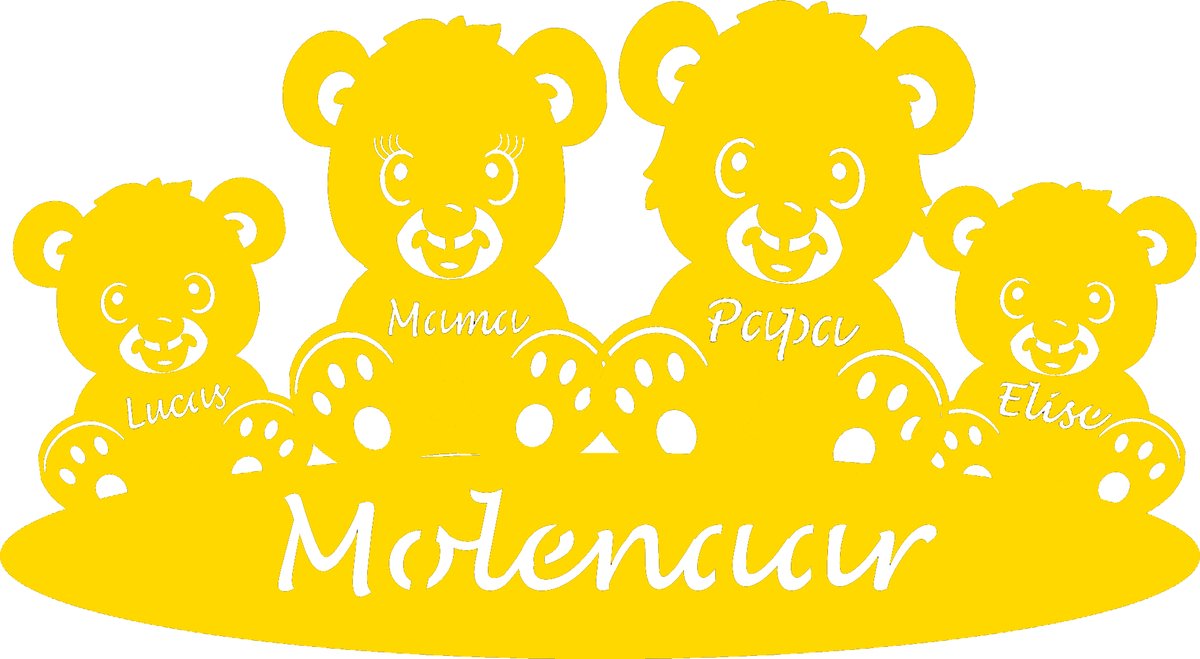 Goedkoopste Gepersonaliseerde houten beren familie - geboorte - kraam cadeau - naambord - 38x21cm - Goud