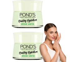 Pond’s Hydraterende Gezichtsgel Moisturizer – 2 x 50 g – Met Aloe Vera & Vitamine B3 – Gezichtscrème voor Vrouwen – Lichte Dagcrème – Hydraterende Gezichtsverzorging