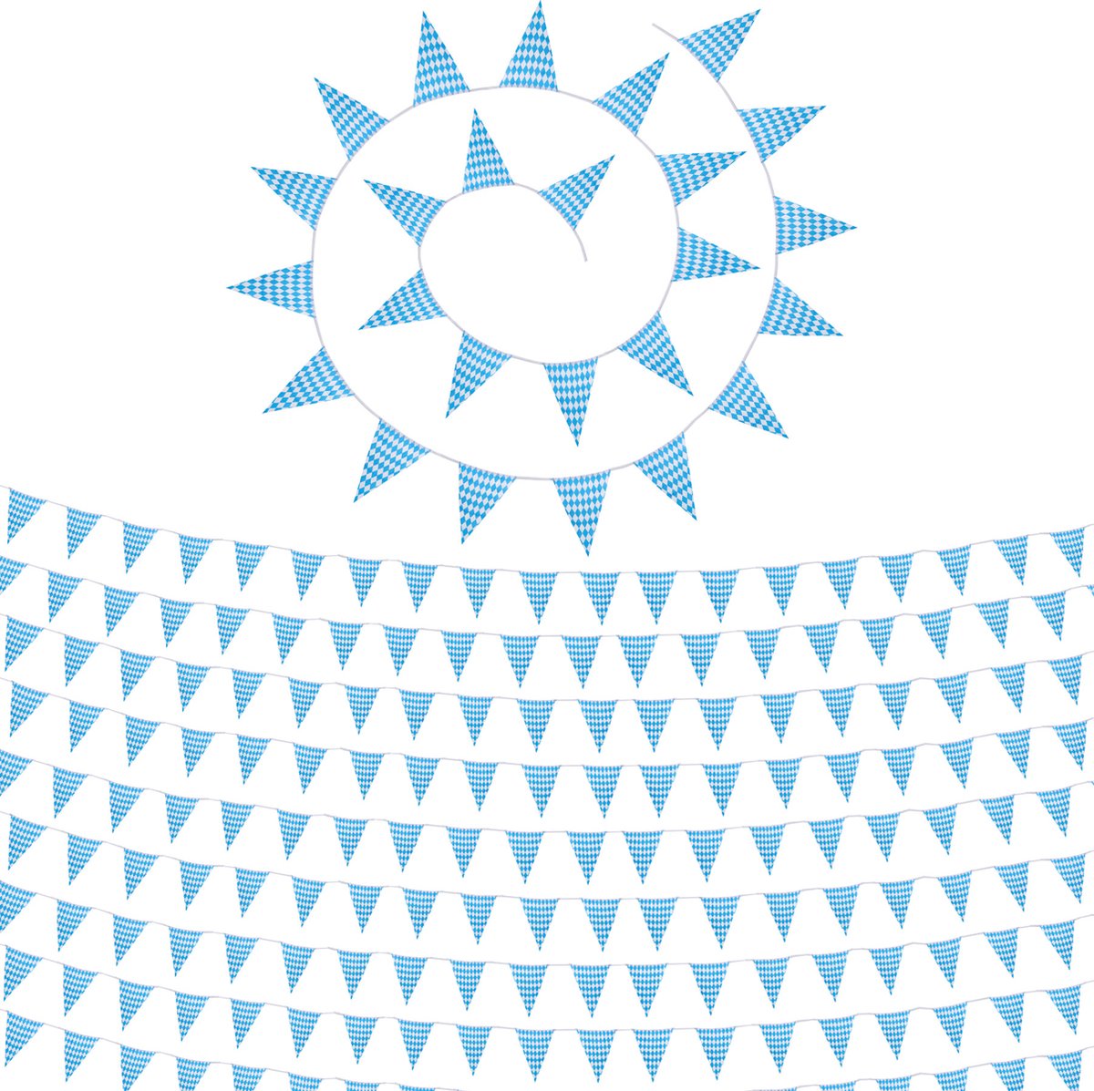 dressforfun - 10x Vlaggenketting met ruitpatroon blauw-wit - verkleedkleding kostuum halloween verkleden feestkleding carnavalskleding carnaval feestkledij partykleding - 10 meter
