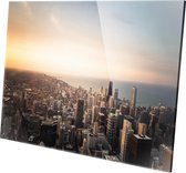 Schilderij - Chicago Aan De Muur - Blauw - 60 X 90 Cm Chicago | Plexiglas | Foto Op Plexiglas | Wanddecoratie | 90 Cm X 60 Cm | Schilderij | Aan De Muur | Steden