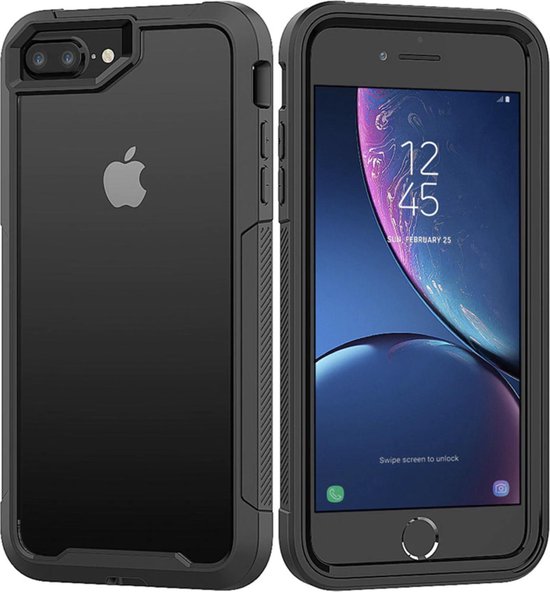 Dankbaar Simuleren actie Apple iPhone 7 Plus - iPhone 8 Plus Backcover - Zwart - Shockproof Armor -  Hybrid - 3... | bol.com