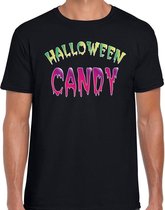 Halloween Halloween candy snoepje verkleed t-shirt zwart voor heren - horror shirt / kleding / kostuum S