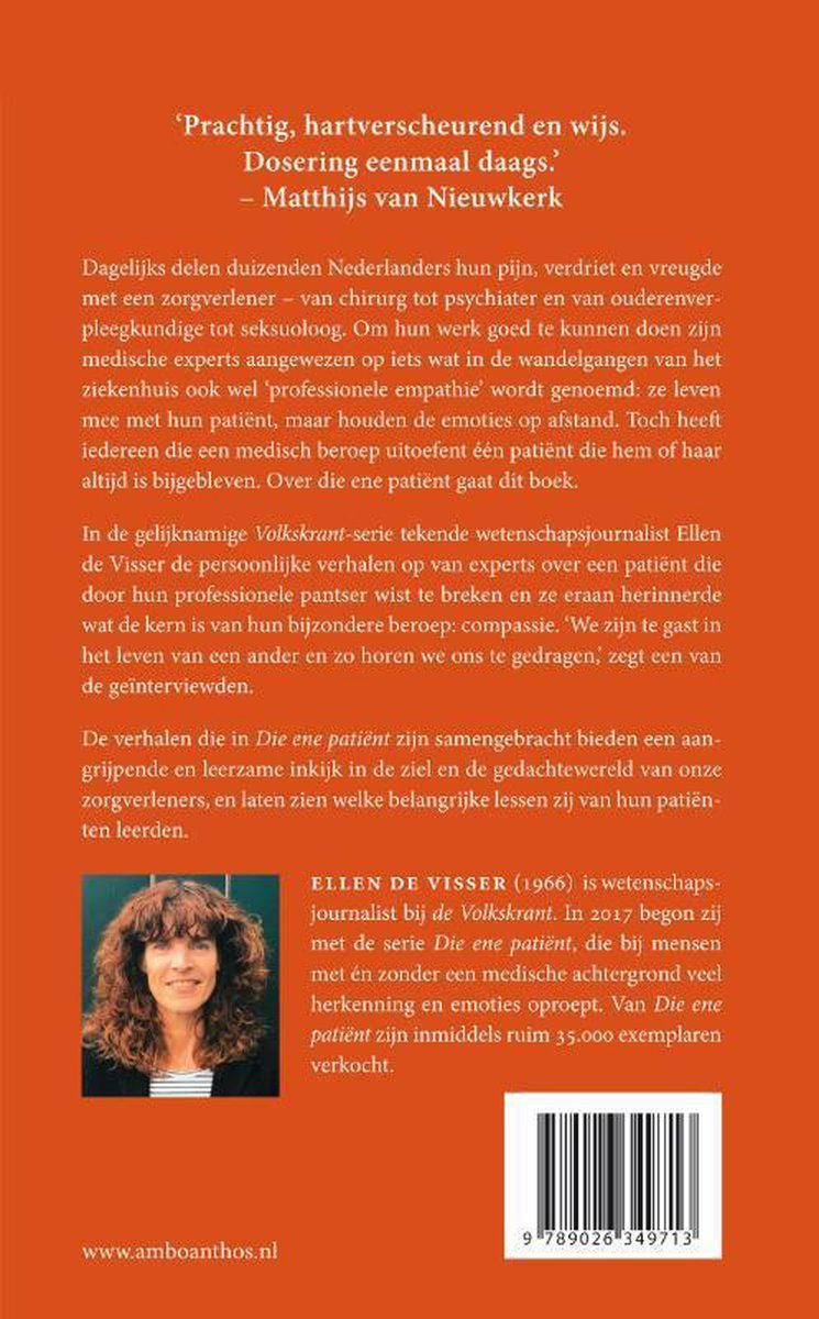 Die ene patiënt - back cover