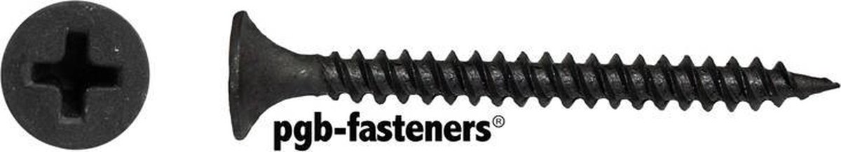 Snelbouwschroef.Fijne draad. Gefosfateerd.3,5x25 mm. lang. 200 stuks Houtschroeven.Kruiskop-Pozidrive-2. PGB-Fasteners.