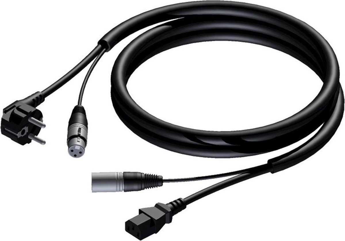 Procab CAB400 XLR (m) - XLR (v) signaal en voedingskabel (3x 1,00mm2) - 20 meter