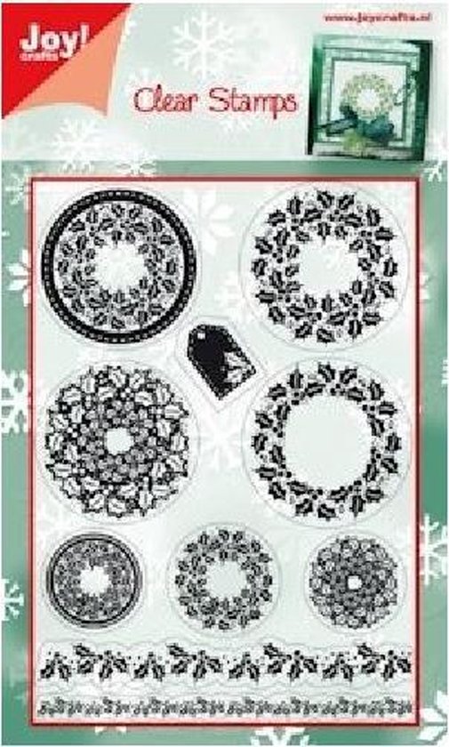 Foto: Joy crafts clearstamp kerst 6410 0110 stempel kerstkrans hulst hulstrand krans kerstmis