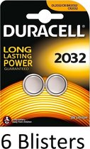 12 Stuks (6 Blister a 2 st) Duracell DL2032 knoopcelbatterij