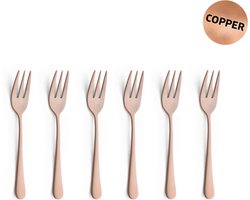 Amefa Austin Koper – 6-delige Taartvorkjesset – 14 cm – 18/0 Chroomstaal – Matte PVD-Coating – Cadeauverpakking