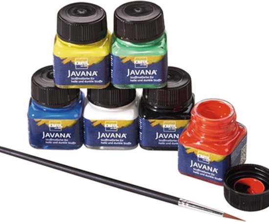 Peinture tissu Javana noir 50 ml - Pour textiles de couleur claire et foncée