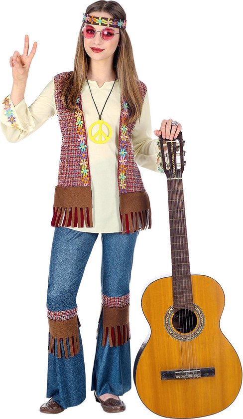 WIDMANN - Love and Peace hippie outfit voor meisjes - 164 (14-16 jaar) - Kinderkostuums