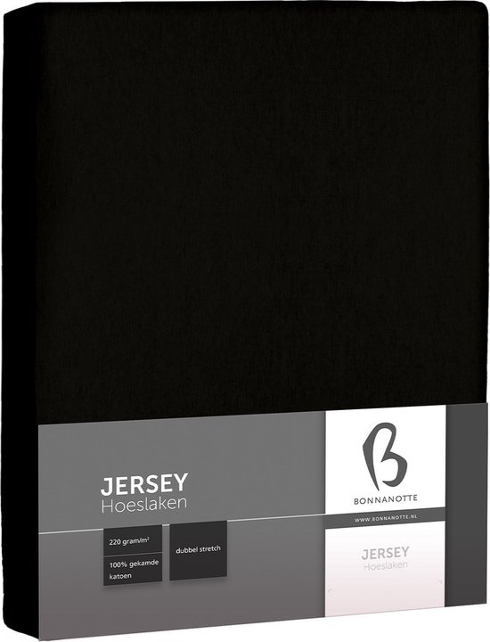 Bonnanotte Hoeslaken Jersey Dubbel Stretch Black 90x220