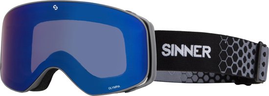 Sinner Olympia Unisex Skibril - Grijs - Blauwe Spiegellens