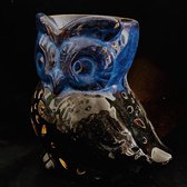 Oliebrander Uil 2# Blauw + Zwart keramiek Aromabrander voor geurolie of wax smelt