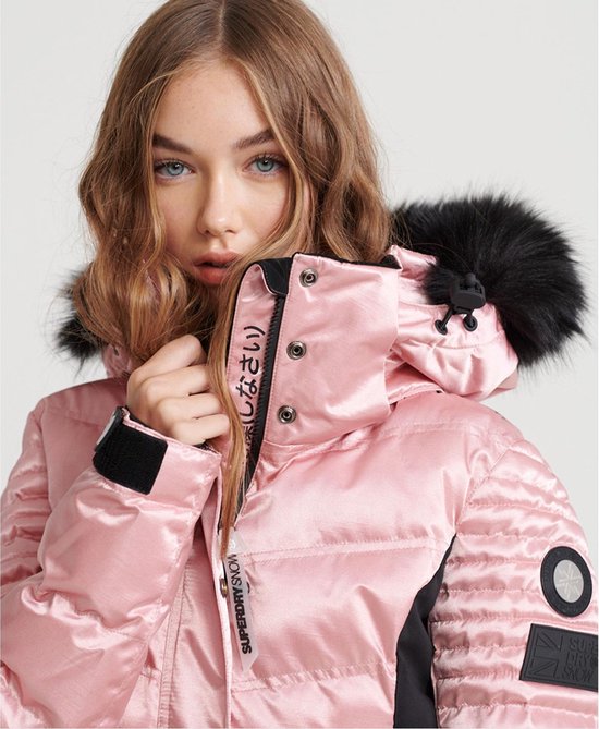 Superdry Luxe Snow Puffer Wintersportjas - Maat L - Vrouwen - roze/zwart |  bol.com