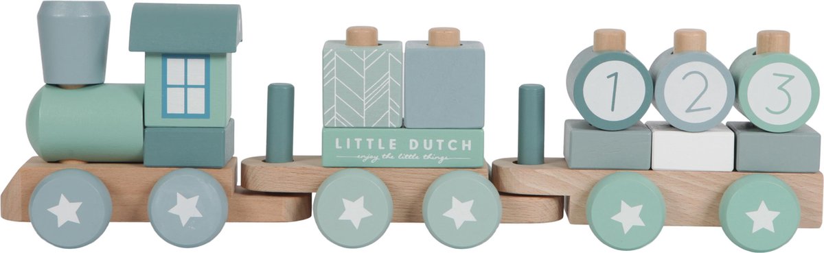 Little Dutch Speelgoed Houten Trein Met Blokken - Blauw | bol.com