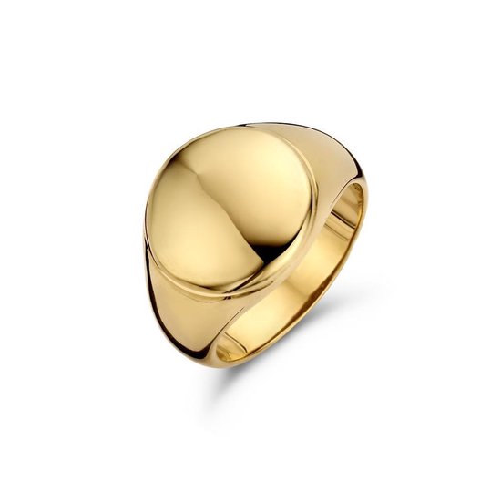 New Bling 9NB 0272 50 Zilveren Ring - Zegelring Ovaal - maat 50 - Goudkleurig