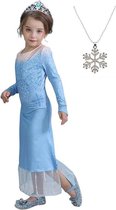 Elsa jurk ijsster 122-128 (140) + GRATIS ketting Prinsessen jurk verkleedkleding