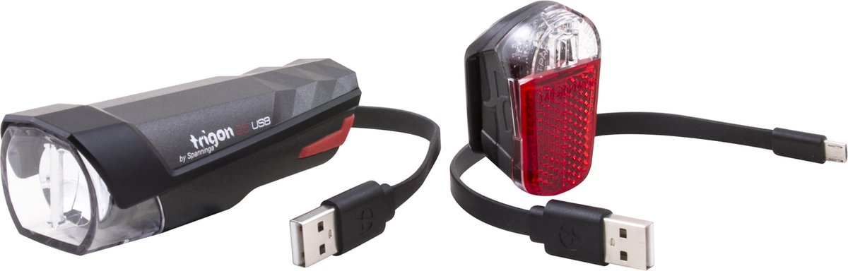 Spanninga Trigon Fiets verlichtingsset - 25 lux - USB-Oplaadbaar
