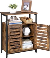 Commode Kast, Halkast, Buffetkast of Keukenkast of Boekenkast met Deuren - Industrieel Design, Vintage, Donkerbruin