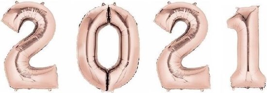 2021 folie ballonnen - rose goud - 66 x 88 cm - Oud en nieuw versiering / Nieuwjaar