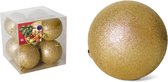 Gerim Kerstballen - 8 stuks - goud - kunststof - glitters - D7 cm