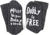 Harry Potter sokken met tekst - Dobby is Free - Grijs