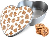 Koektrommel Christmas Cookies Hart - Bewaarblik 14x15x5 cm