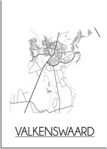 DesignClaud Valkenswaard Plattegrond poster A4 + Fotolijst zwart