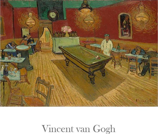 Canvas Schilderij * Vincent Van Gogh - Het Nachtcafé * - Kunst aan je Muur - postimpressionisme, expressionisme - Kleur - 60 x 80 cm