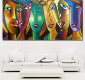 Canvas Schilderij * 6 Abstracte Sexy Vrouwen * - Kunst aan je Muur - Modern - Veelkleurig - 40 x 80 cm