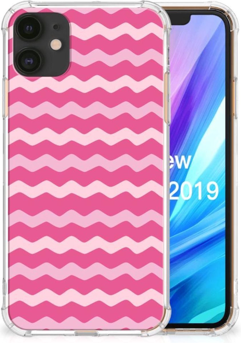 Apple iPhone 11 Doorzichtige Silicone Hoesje Waves Pink
