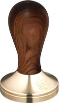 expresso écarlate | Tamper "Classic Deluxe" pour barista; avec poignée ergonomique en bois précieux et base précise en laiton. Bois de santal rouge 58 mm