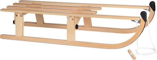 Slede hout opklapbaar 110 cm + rugleuning + trekkoord (houten slee) Nijdam Black Limited Edition - Nijdam