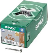 SPAX 251010600605 Hi-Force schroef, Discuskop, 6 x 60, Voldraad, T-STAR plus T30 - WIROX - 200 stuks