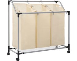 vidaXL - Wassorteerder - met - 3 - zakken - staal - crème