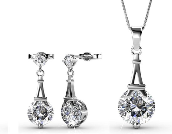 Yolora sieraden set met Swarovski kristal - ketting met hanger en  bijpassende... | bol.com