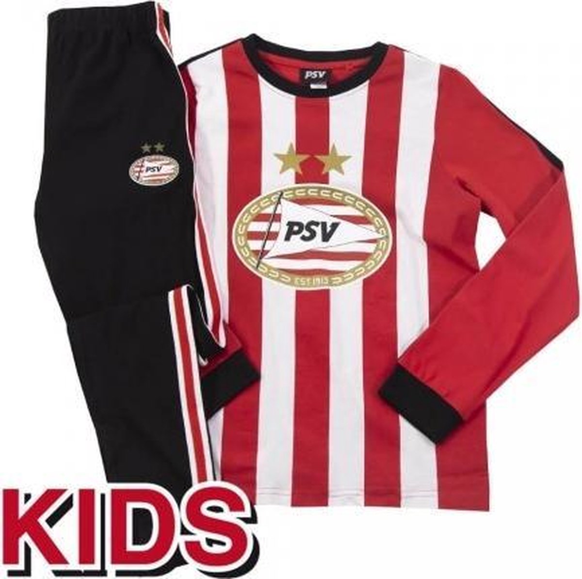 Pyjama PSV Eindhoven Rood/Wit Logo Strepen Maat: 146/152